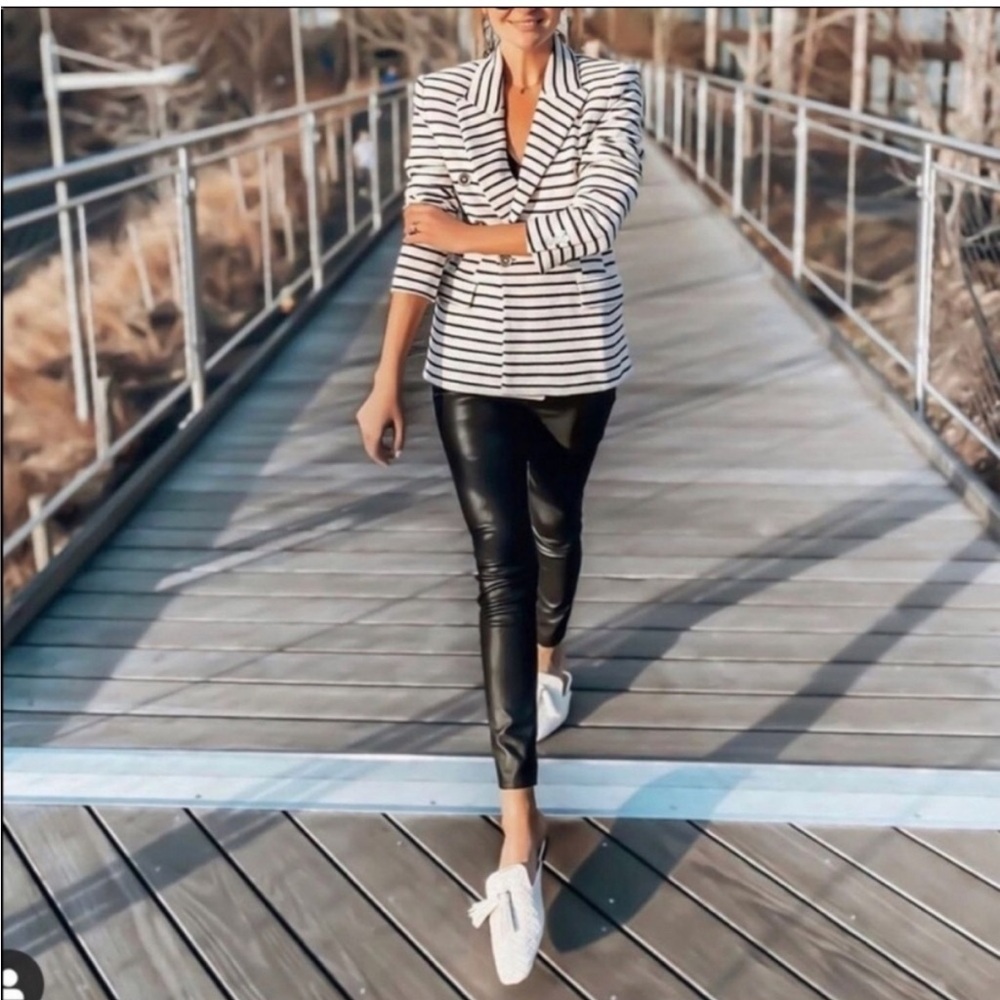 Joie Striped Blazer and White Pants Outfit - Picture 7 of 16